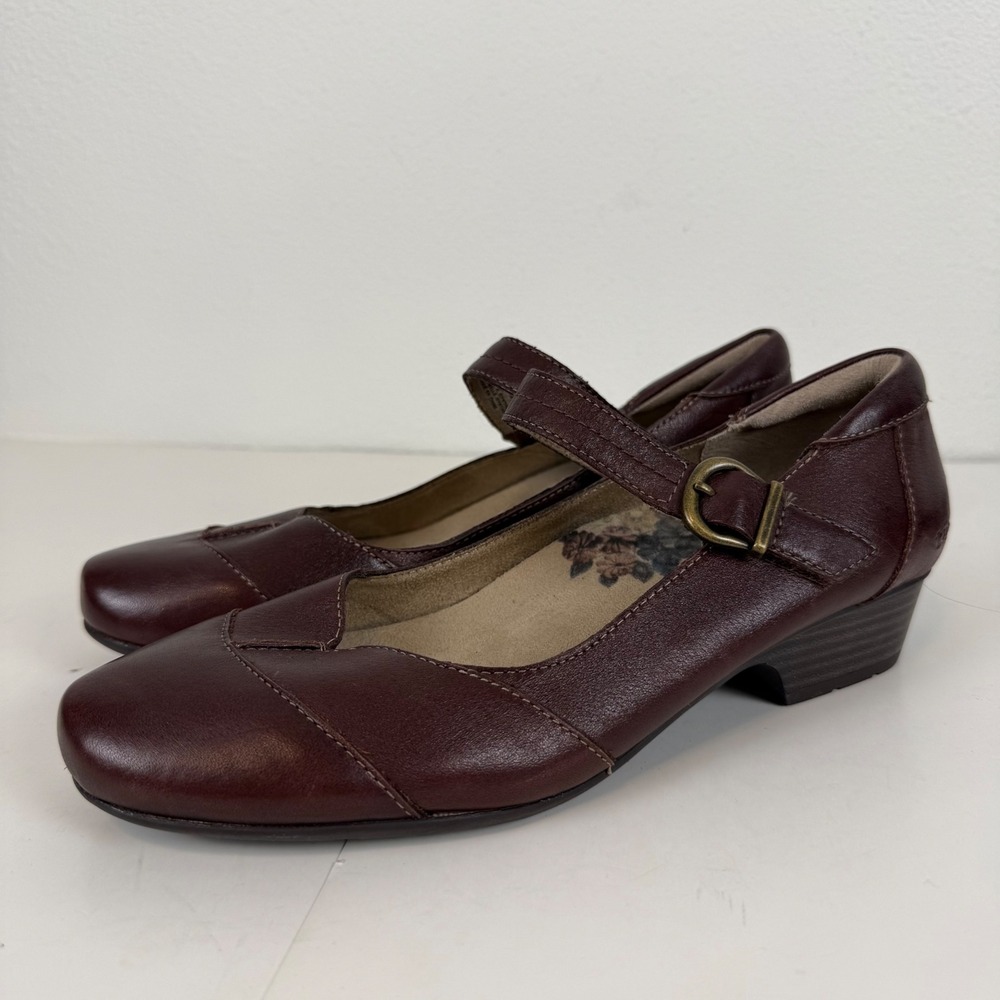Taos Ballad Burgundy Leather Mary Jane Pumps Comfort Heels Womens Size 9